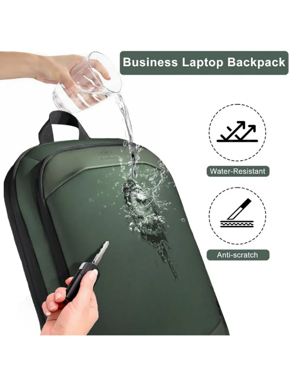 Slim Expandable Waterproof Business Backpack with USB Charger, Anti-Theft Laptop